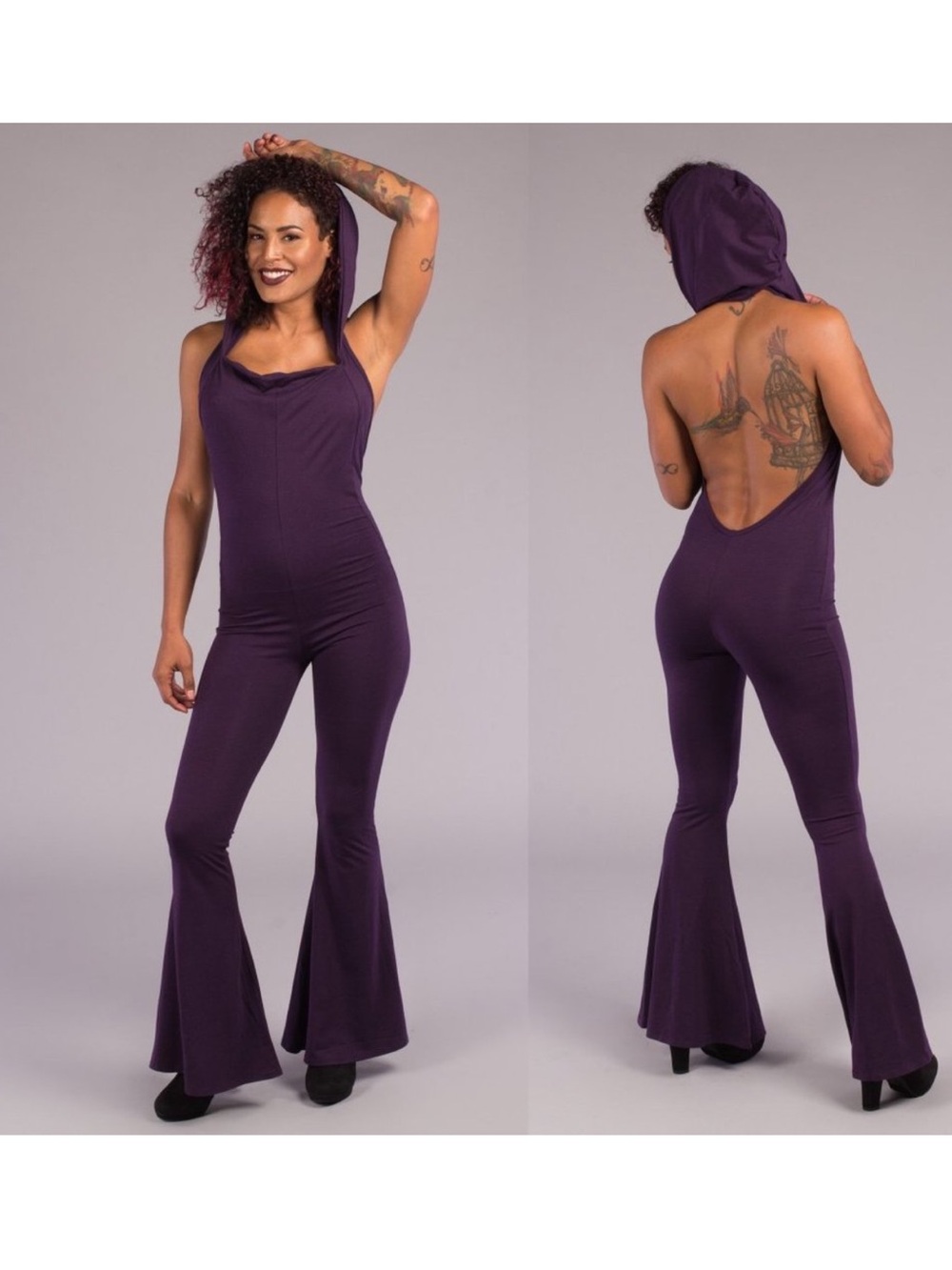 Warrior Within Designs Purple Bamboo Hooded Jumpsuit - Size Medium